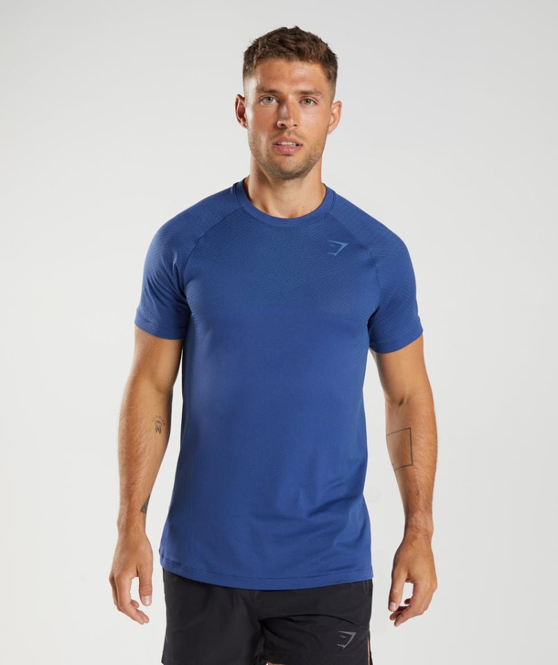 Koszulki Gymshark Apex Seamless Męskie Niebieskie | PL 827BJQ